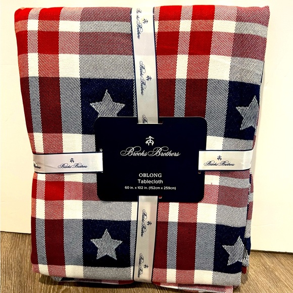 Brooks Brothers Other - Classic Brooks Brothers Plaid American Flag Oblong Tablecloth- NWT